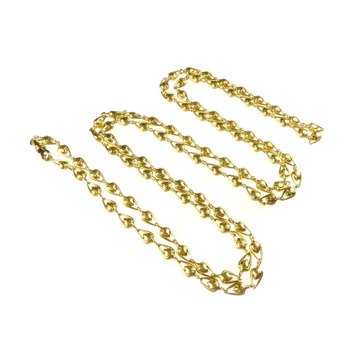Antique gold longchain necklace with buds